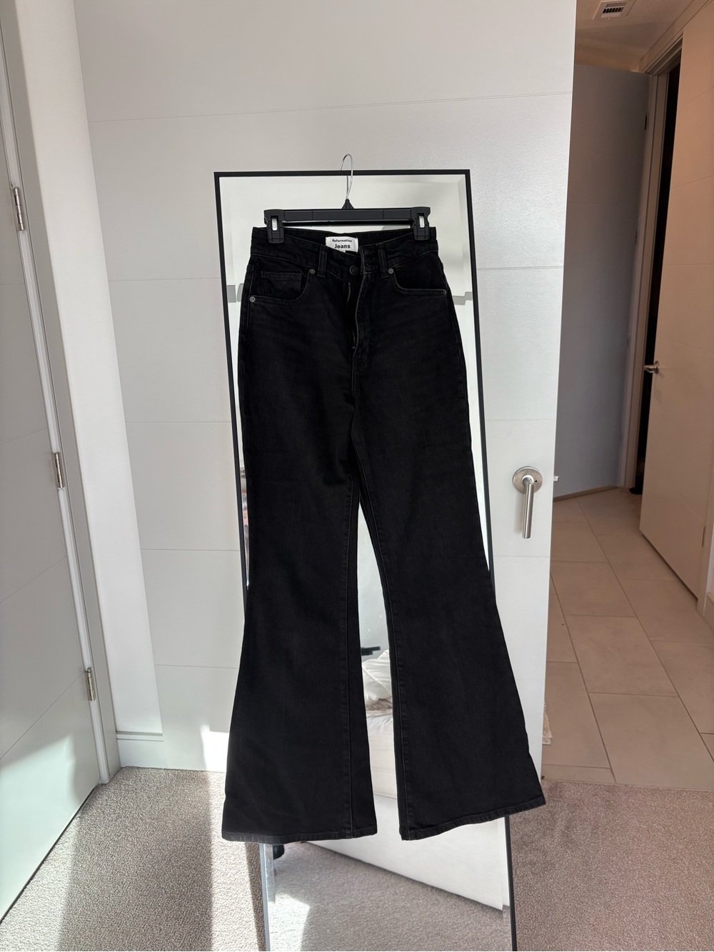 Reformation Black Margot High Rise Flared Jeans